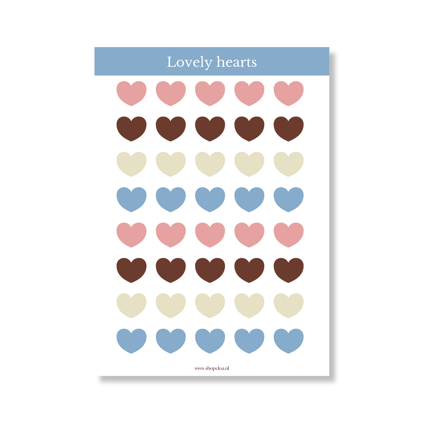 Oepsie Lovely hearts Blauw stickervel