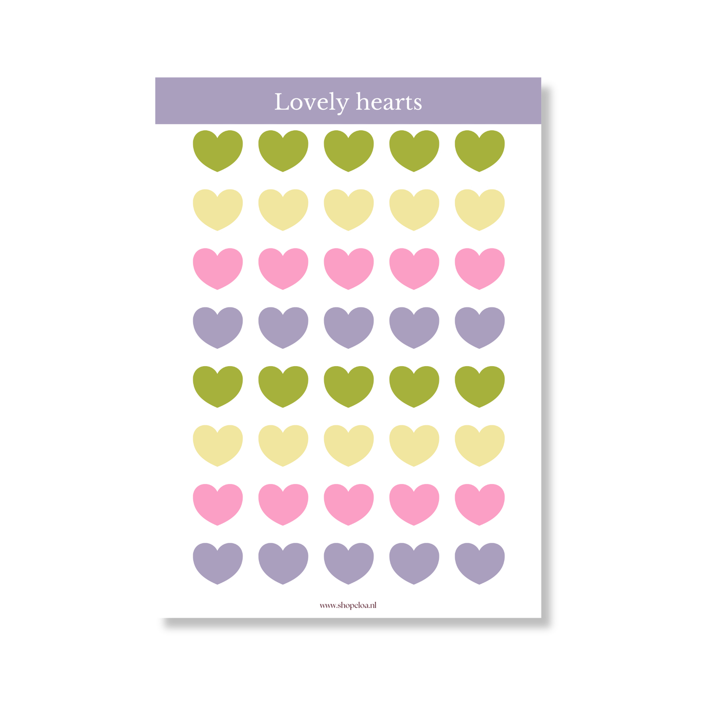 Oepsie stickervel Lovely Hearts Paars