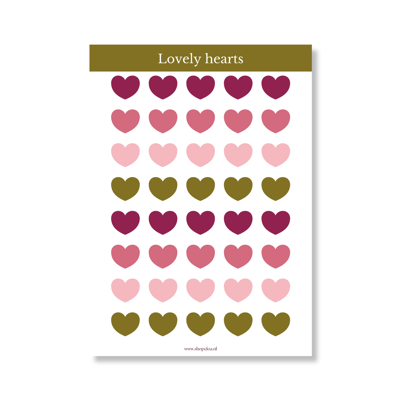 Stickervel Lovely Hearts Groen