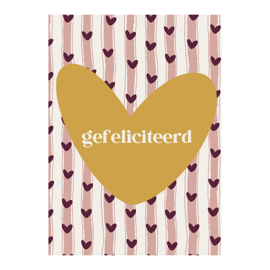 Verjaardagskaart Geel Hart Roze