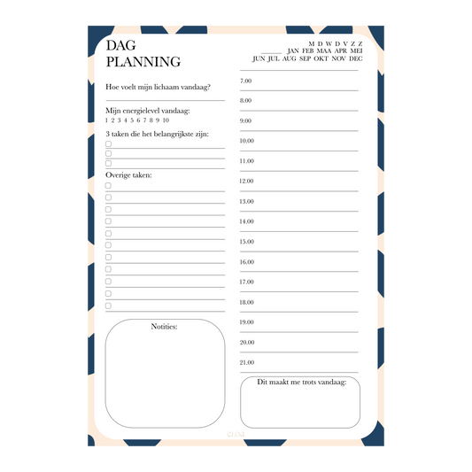 Dagplanner notitieblok ongedateerd A5