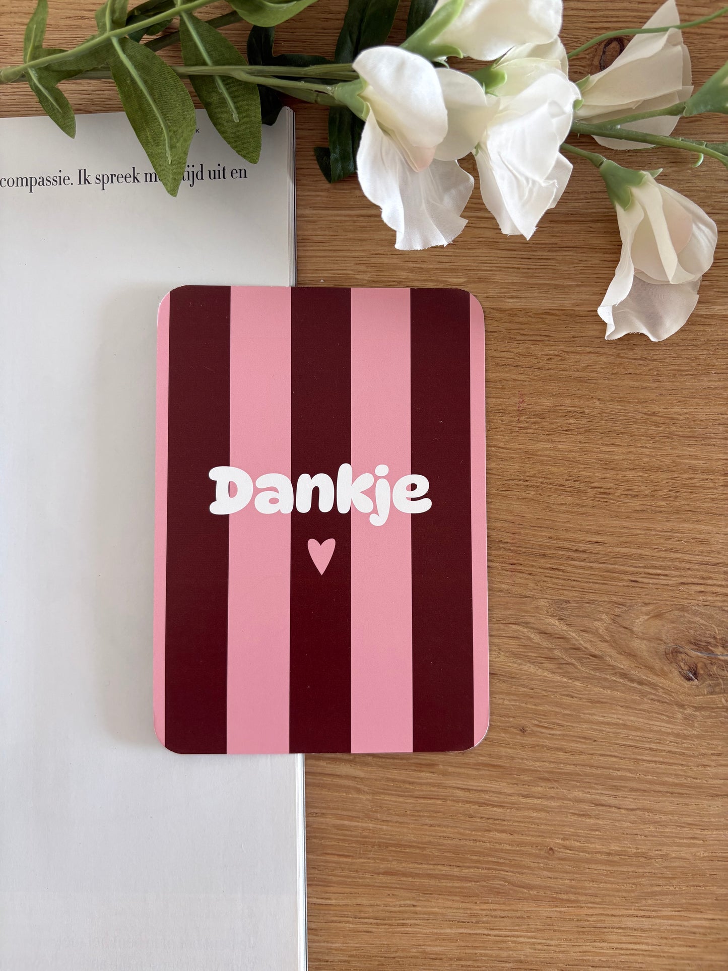 Ansichtkaart Dankje gestreept