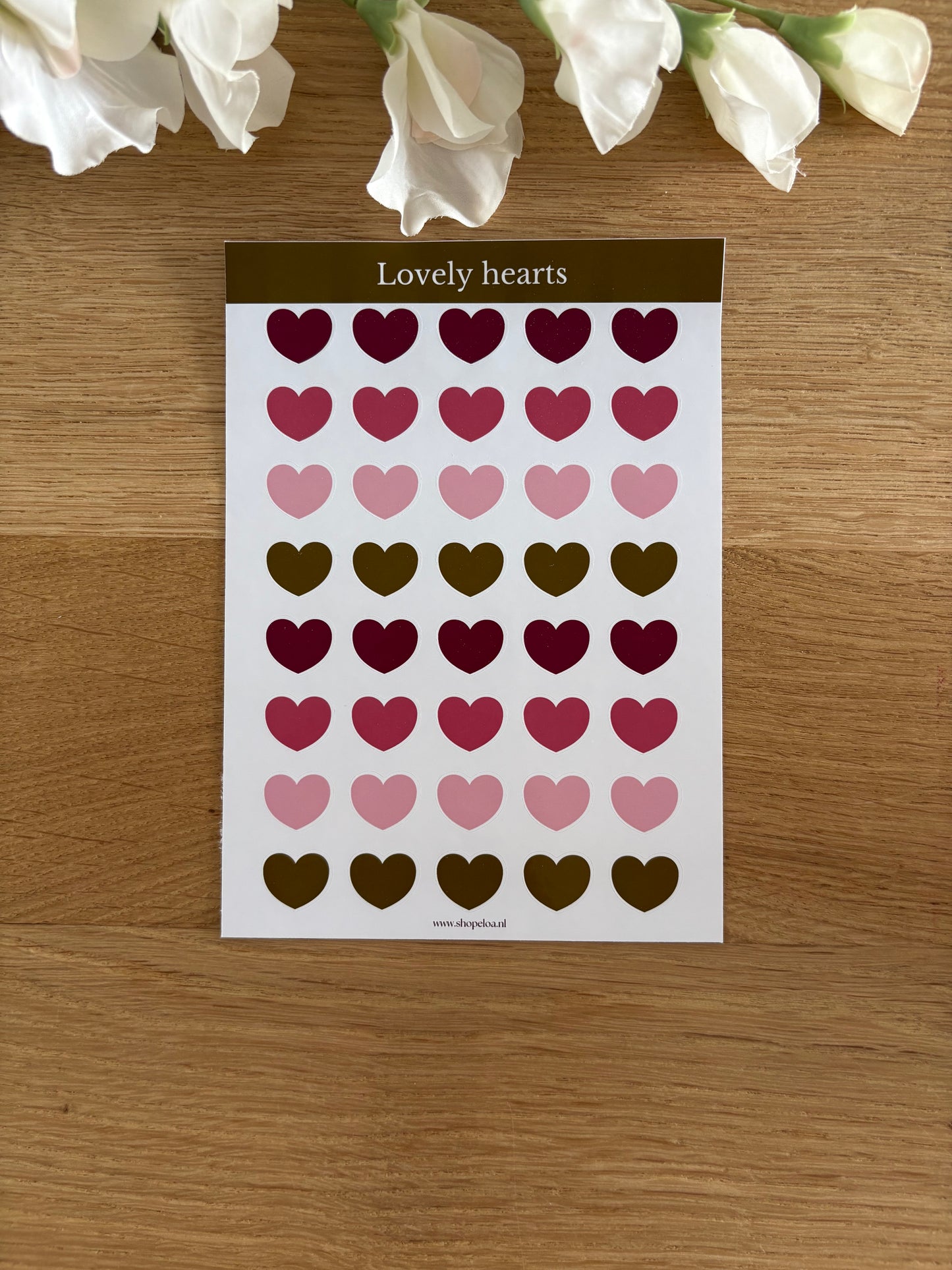 Stickervel Lovely Hearts Groen