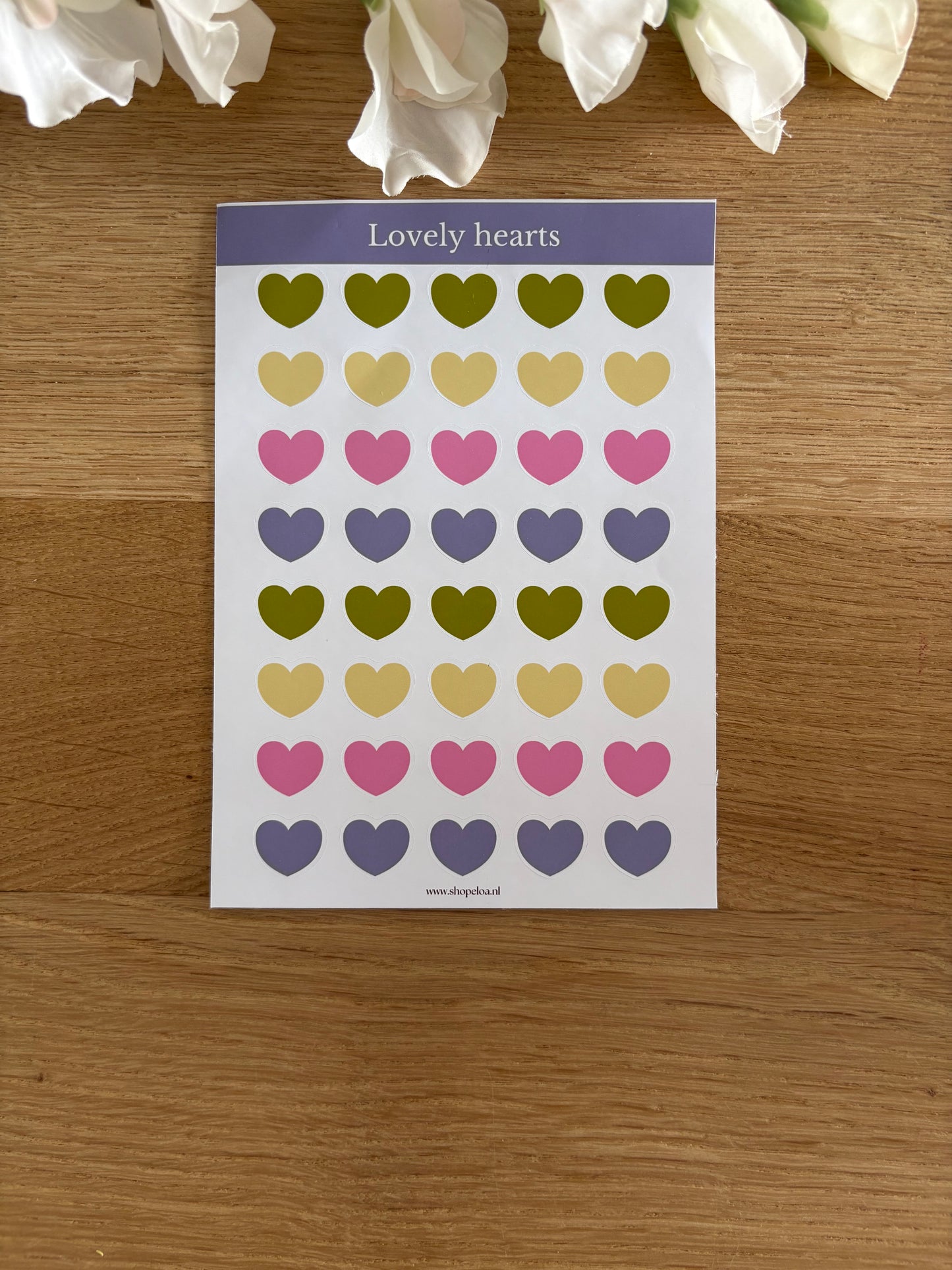 Stickervel Lovely Hearts Paars